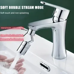 1pc Faucet Sprayer Attachment 720 Degree Rotating Faucet Aerator Accessories Adjustable Kitchen Sink Tap Head Water Saving Extend Nozzle For 0.87-0.94inch Faucet With Adapter