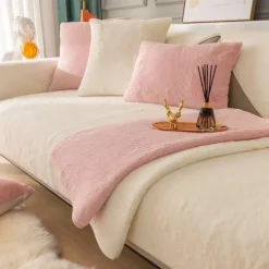 1pc Faux Rabbit Fur Couch Cover - Ultra-Soft and Luxurious Texture - Provides Cozy Warmth and Style - Protects Your Sofa from Spills, Stains, and Scratches - Easy to Install and Remove - Perfect for E