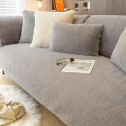 1pc Faux Rabbit Fur Couch Cover - Ultra-Soft and Luxurious Texture - Provides Cozy Warmth and Style - Protects Your Sofa from Spills, Stains, and Scratches - Easy to Install and Remove - Perfect for E