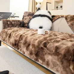 1pc Faux Rabbit Fur Couch Cover - Ultra-Soft and Luxurious Texture - Provides Cozy Warmth and Style - Protects Your Sofa from Spills, Stains, and Scratches - Easy to Install and Remove