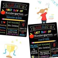 1pc First And Last Day Of School Chalkboard Sign 10''x12'' Double-Sided 1st Day Back To School Board Reusable Last Day Of School Sign For Girls Boys Of Preschool Kindergarten