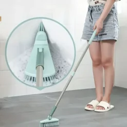 1pc Floor Scrub Brush Shower Scrubber Cleaning Bath Tub And Tile Scrubber Brush Long Handle Detachable Stiff Bristles For Cleaning Shower Bathroom Kitchen Balcony Wall 37.4” Length