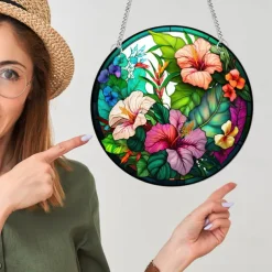 1pc Flowers Wall Hanging Suncatcher for Home and Garden Decor - Perfect for Home Decor