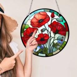 1pc Flowers Wall Hanging Suncatcher for Home and Garden Decor - Perfect for Home Decor