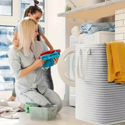 1PC Foldable Laundry Basket Hamper Portable Foldable Storage Bucket Freestanding Laundry Basket With Removable Handle Suitable For Dormitory Family Laundry Room Clothes Toys And Sundries Storage