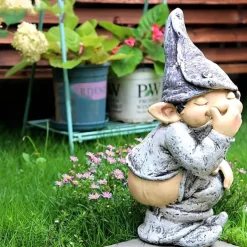1pc Garden Gnome Outdoor Statue, Naughty Knome Figurine Lawn Ornament Dwarf Sculpture Patio Yard Decor Landscape Porch Decoration Outside Gifts