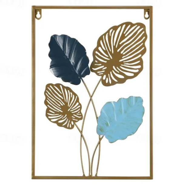 1pc Golden Leaf Metal Wall Art Outdoor Decor Rust Proof Wall Sculpture Ideal For Garden, Home, Farmhouse, Patio And Bedroom 30x43cm/11.8''x16.9''