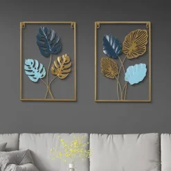 1pc Golden Leaf Metal Wall Art Outdoor Decor Rust Proof Wall Sculpture Ideal For Garden, Home, Farmhouse, Patio And Bedroom 30x43cm/11.8''x16.9''