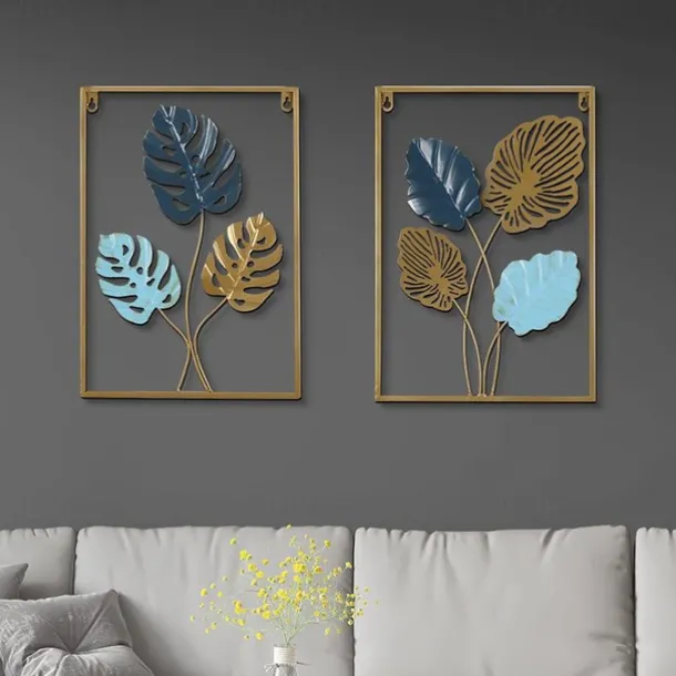1pc Golden Leaf Metal Wall Art Outdoor Decor Rust Proof Wall Sculpture Ideal For Garden, Home, Farmhouse, Patio And Bedroom 30x43cm/11.8''x16.9''