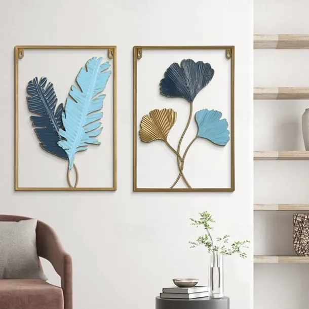 1pc Golden Leaf Metal Wall Art Outdoor Decor Rust Proof Wall Sculpture Ideal For Garden, Home, Farmhouse, Patio And Bedroom 30x43cm/11.8''x16.9''