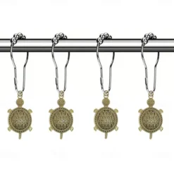 1pc Golden Sea Turtle Shower Curtain Hooks With Ball Bearings, Turtle-shaped Curtain Tiebacks, Shower Curtain Hooks For Bathroom Accessories