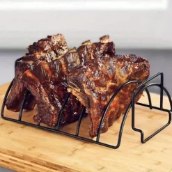 1pc Grill Bbq Rib Rack Holder Steak Barbecue Stand Roast Holder Toast Rack Fish Skewers Outdoor Barbecue Rack Picnic Rack Rib Stand Outdoor Bbq Stainless Steel Lamb Chops Beef Ribs