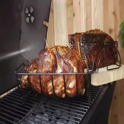 1pc Grill Bbq Rib Rack Holder Steak Barbecue Stand Roast Holder Toast Rack Fish Skewers Outdoor Barbecue Rack Picnic Rack Rib Stand Outdoor Bbq Stainless Steel Lamb Chops Beef Ribs