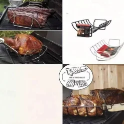 1pc Grill Bbq Rib Rack Holder Steak Barbecue Stand Roast Holder Toast Rack Fish Skewers Outdoor Barbecue Rack Picnic Rack Rib Stand Outdoor Bbq Stainless Steel Lamb Chops Beef Ribs