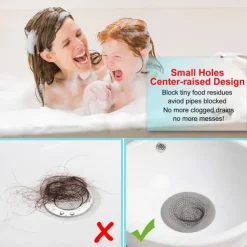1pc Hair Catcher, Round Drain Cover for Shower Silicone Hair Stopper with Suction Cups,Easy to Install Suit for Bathroom,Bathtub,Kitchen 2 Pack