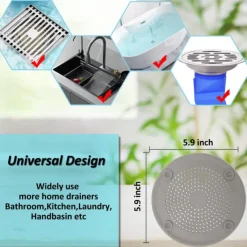 1pc Hair Catcher, Round Drain Cover for Shower Silicone Hair Stopper with Suction Cups,Easy to Install Suit for Bathroom,Bathtub,Kitchen 2 Pack