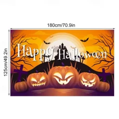 1pc Halloween backcloth Scary Pumpkin Castle backcloth Halloween holiday backcloth Wall decoration hanging cloth Party atmosphere toaster supplies