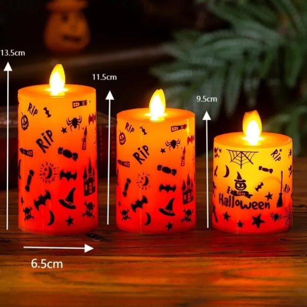 1pc Halloween Flameless Candles Light Spooky Pumpkin Spider Decals Light, Waterproof LED Candles for Indoor and Outdoor, Battery Operated for Fall, Halloween, Home Decor