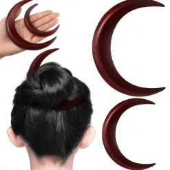 1PC Halloween Jewelry Cross border Hot Sale Moon Hairpin Crescent Hairpin Hairpin Hairpin Hairpin Hairpin Hairpin Wholesale Wood Foreign Trade Hot Sale