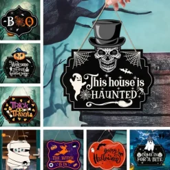 1pc Halloween Wood Wall Sign Skull Wooden Plaque Hanging Decoration For Front Door Scary Porch Decor Hanging Gift For Farmhouse Home Bar Outdoor Indoor Room Decor Home Decor