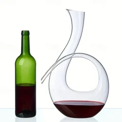 1pc, Handmade Crystal Red Wine Decanter - 46 Oz Lead-Free Glass Carafe and Purifier for Home Bar - Unique 6 Shaped Design - Perfect for Meetings and Special Occasions