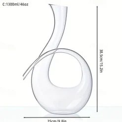 1pc, Handmade Crystal Red Wine Decanter - 46 Oz Lead-Free Glass Carafe and Purifier for Home Bar - Unique 6 Shaped Design - Perfect for Meetings and Special Occasions