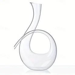 1pc, Handmade Crystal Red Wine Decanter - 46 Oz Lead-Free Glass Carafe and Purifier for Home Bar - Unique 6 Shaped Design - Perfect for Meetings and Special Occasions