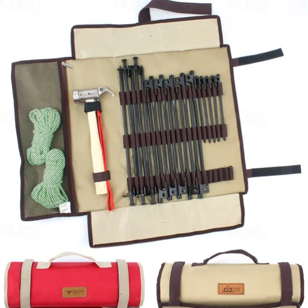 1pc Heavy Duty Tent Nail and Hammer Storage Bag - Large Capacity Storage and Orderly Access - Waterproofing Nail Organizer Bag - Stakes Pegs Bag for Pitching Camping Tent