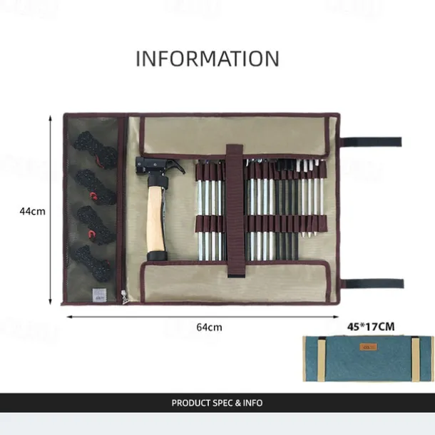 1pc Heavy Duty Tent Nail and Hammer Storage Bag - Large Capacity Storage and Orderly Access - Waterproofing Nail Organizer Bag - Stakes Pegs Bag for Pitching Camping Tent
