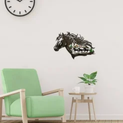 1pc Horse Metal Wall Art Outdoor Decor Rust Proof Wall Sculpture Ideal For Garden, Home, Farmhouse, Patio And Bedroom