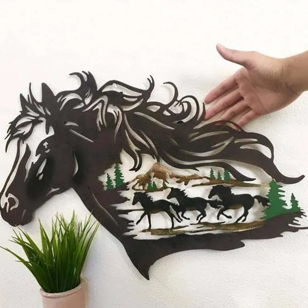 1pc Horse Metal Wall Art Outdoor Decor Rust Proof Wall Sculpture Ideal For Garden, Home, Farmhouse, Patio And Bedroom