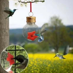 1pc, Hummingbird Feeder, With Flower Feeding Ports, Outdoor Hanging Yard Decoration, Clear Bulb Reservoir Design, Portable Hummingbird Feeders, Outdoor Garden Decorations
