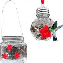 1pc, Hummingbird Feeder, With Flower Feeding Ports, Outdoor Hanging Yard Decoration, Clear Bulb Reservoir Design, Portable Hummingbird Feeders, Outdoor Garden Decorations