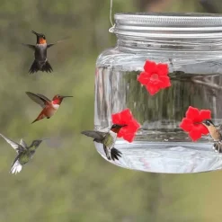 1pc, Hummingbird Feeder, With Flower Feeding Ports, Outdoor Hanging Yard Decoration, Clear Bulb Reservoir Design, Portable Hummingbird Feeders, Outdoor Garden Decorations