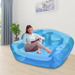 1pc Inflatable Sofa for 2 for Camping and Outdoor Relaxation - Portable Air Lounge with Pump, Foldable Camping Mattress Lunch Break Lounge Bench, Lightweight and Easy to Carry for Patio, Lawn or Backy
