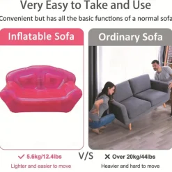 1pc Inflatable Sofa for 2 for Camping and Outdoor Relaxation - Portable Air Lounge with Pump, Foldable Camping Mattress Lunch Break Lounge Bench, Lightweight and Easy to Carry for Patio, Lawn or Backy