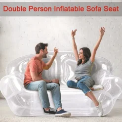 1pc Inflatable Sofa for 2 for Camping and Outdoor Relaxation - Portable Air Lounge with Pump, Foldable Camping Mattress Lunch Break Lounge Bench, Lightweight and Easy to Carry for Patio, Lawn or Backy