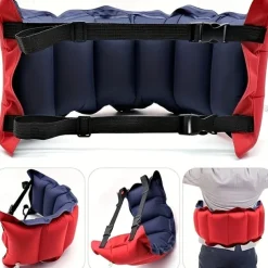 1pc Inflatable Swim Belt for Adults - Adjustable Buoyancy Waist Floatation Aid with Buckle & Rope, Red/Blue PVC Pool Training Device for Swimming Beginners & Experts, Portable for Pool, Lake, Ocean