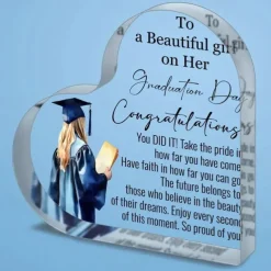 1pc Inspirational Graduation Gifts For Her Him 2025 High School College Masters Degree PHD Graduation Gifts For Students Laser Engraved Acrylic Keepsake Gifts For Graduating Daughter Son Sister