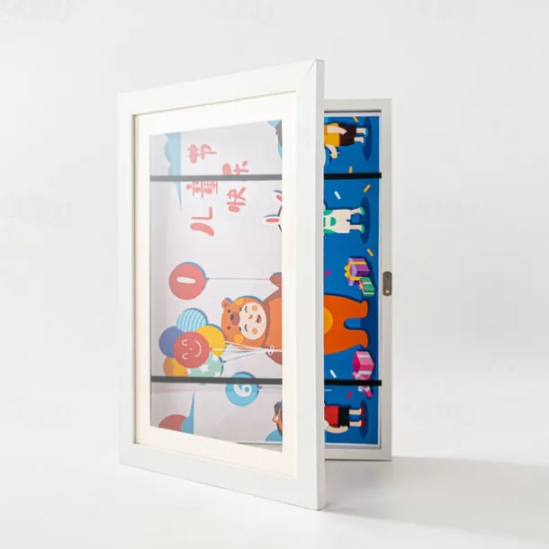 1pc Kids Art Frame Storage Supplies Magnetic Front Opening Changeable Children Artwork Picture Frame Poster 3D Drawing Paintings Schoolwork Display Paintings Organizer Box