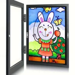1pc Kids Art Frame Storage Supplies Magnetic Front Opening Changeable Children Artwork Picture Frame Poster 3D Drawing Paintings Schoolwork Display Paintings Organizer Box