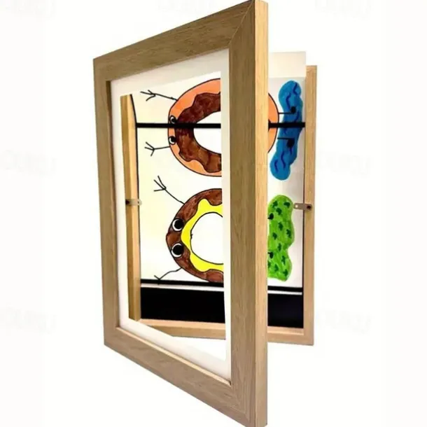 1pc Kids Art Frame Storage Supplies Magnetic Front Opening Changeable Children Artwork Picture Frame Poster 3D Drawing Paintings Schoolwork Display Paintings Organizer Box