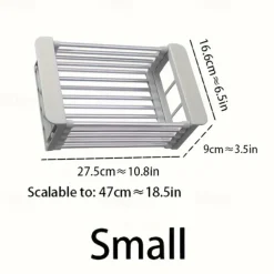 1pc Kitchen Sink Drain Rack Vegetable Sink Drain Basket Vegetable Washing Filter Rack Dishwashing Storage Rack Adjustable Pull-out Drain Rack Optional Size Multifunctional And Multi Scene Use