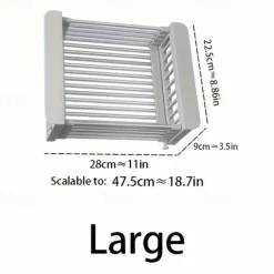 1pc Kitchen Sink Drain Rack Vegetable Sink Drain Basket Vegetable Washing Filter Rack Dishwashing Storage Rack Adjustable Pull-out Drain Rack Optional Size Multifunctional And Multi Scene Use