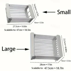 1pc Kitchen Sink Drain Rack Vegetable Sink Drain Basket Vegetable Washing Filter Rack Dishwashing Storage Rack Adjustable Pull-out Drain Rack Optional Size Multifunctional And Multi Scene Use