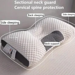 1pc Knitted Antibacterial Cotton Neck Pillow For Adults To Help Sleep Soft Adjustable Ergonomic Orthopedic Contour Support Pillow Removable Cover