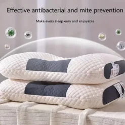 1pc Knitted Antibacterial Cotton Neck Pillow For Adults To Help Sleep Soft Adjustable Ergonomic Orthopedic Contour Support Pillow Removable Cover