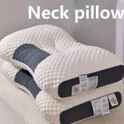 1pc Knitted Antibacterial Cotton Neck Pillow For Adults To Help Sleep Soft Adjustable Ergonomic Orthopedic Contour Support Pillow Removable Cover