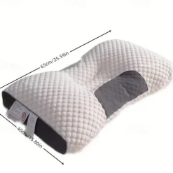 1pc Knitted Antibacterial Cotton Neck Pillow For Adults To Help Sleep Soft Adjustable Ergonomic Orthopedic Contour Support Pillow Removable Cover