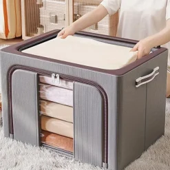 1pc Large Capacity Clothes Storage Box, Dustproof Clothing Quilt Organizer, Foldable Container For Dorm, Home